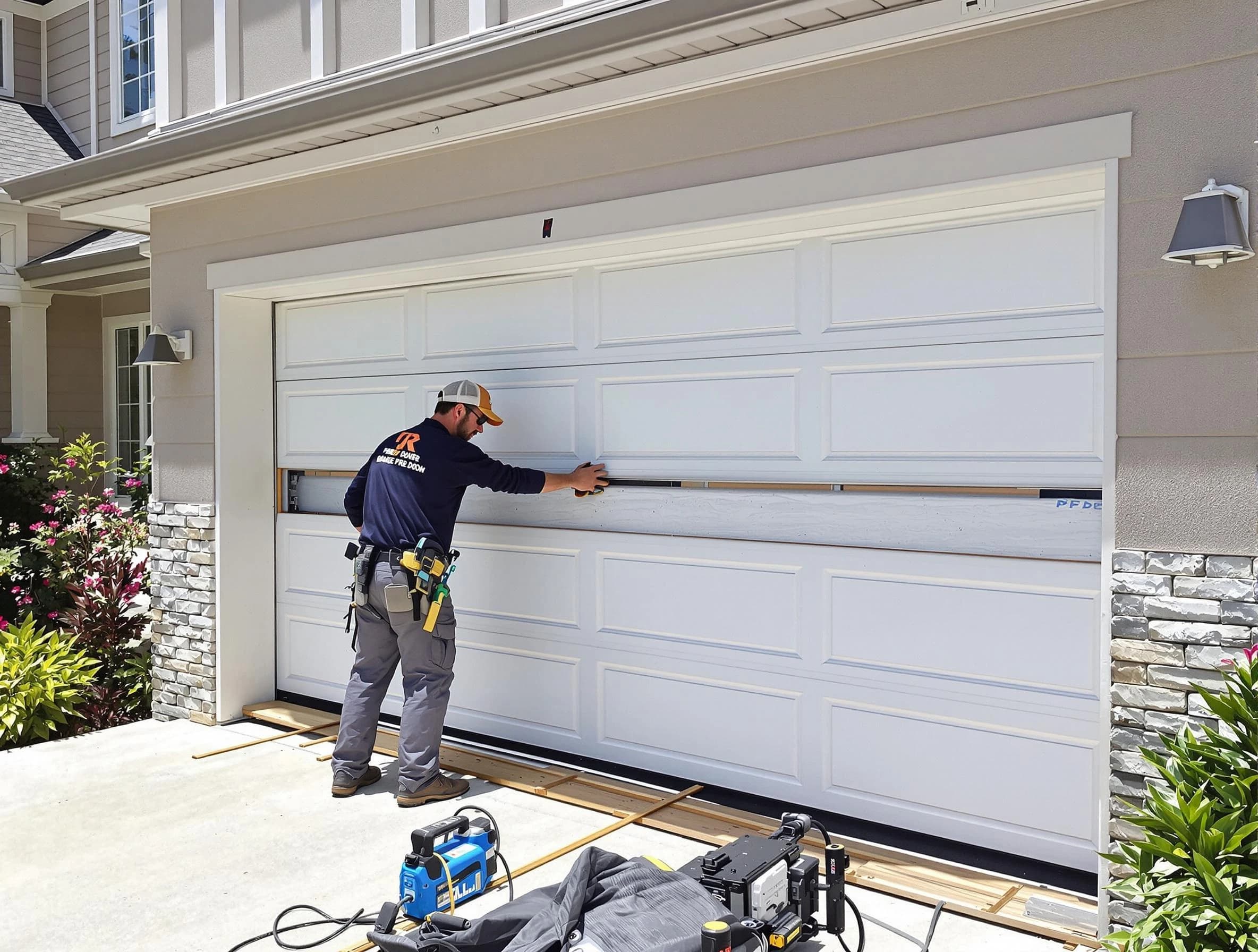 South Fayette Garage Door Repair team performing complete garage door replacement at South Fayette residence