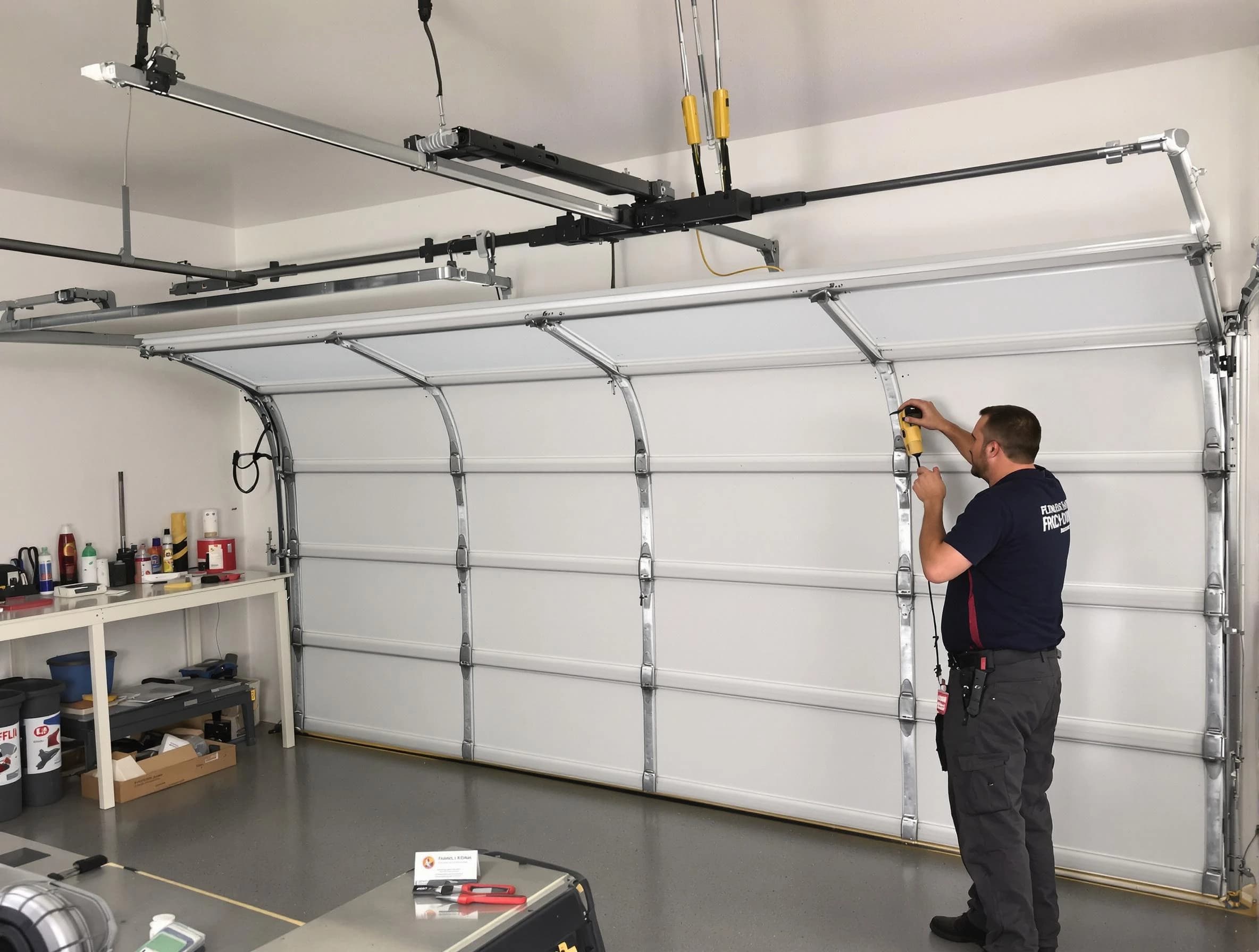 South Fayette Garage Door Repair certified technician performing overhead door system repair in South Fayette