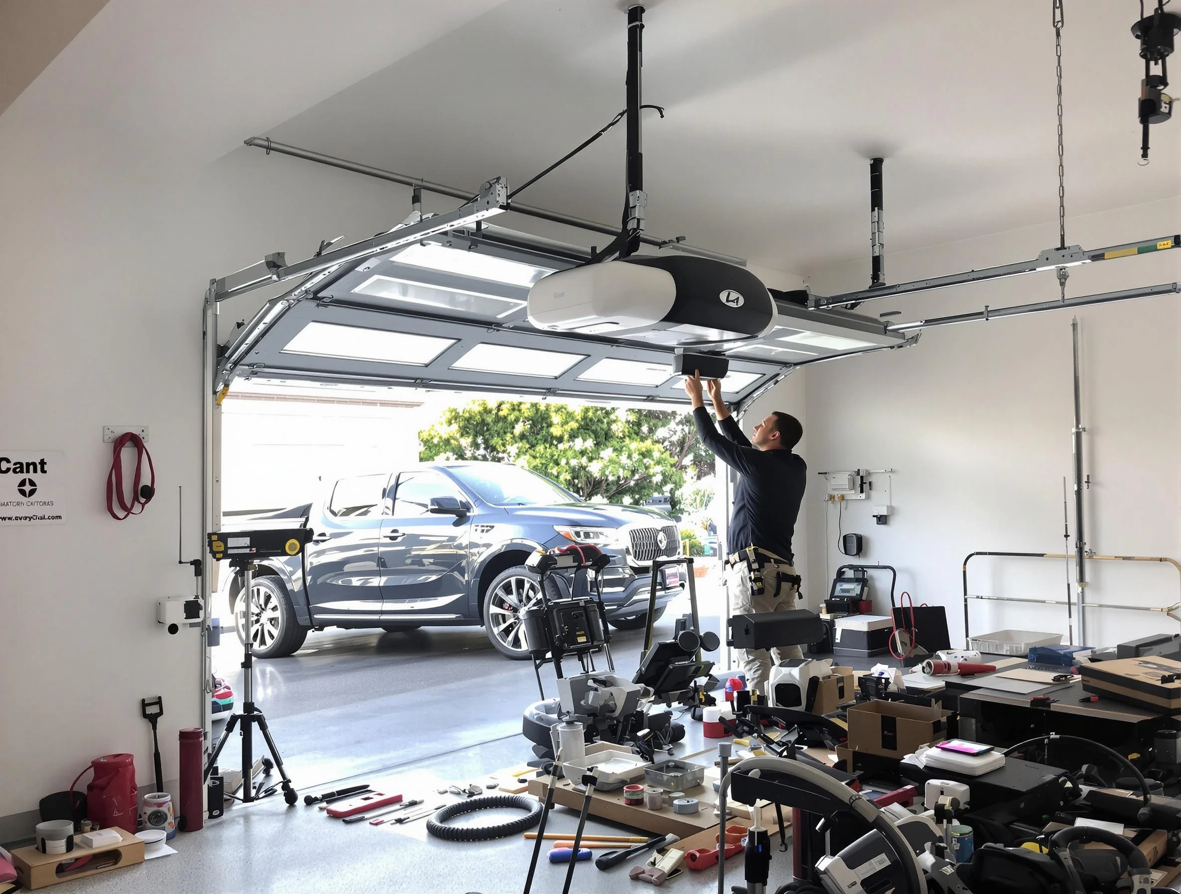 South Fayette Garage Door Repair specialist installing smart garage door opener system in South Fayette home